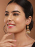 Antique Gold Polish Zircon Studded Pearl Beaded Floral Dangling Earring