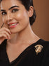 Gold Plated Peacock Floral Broach Saree Pin