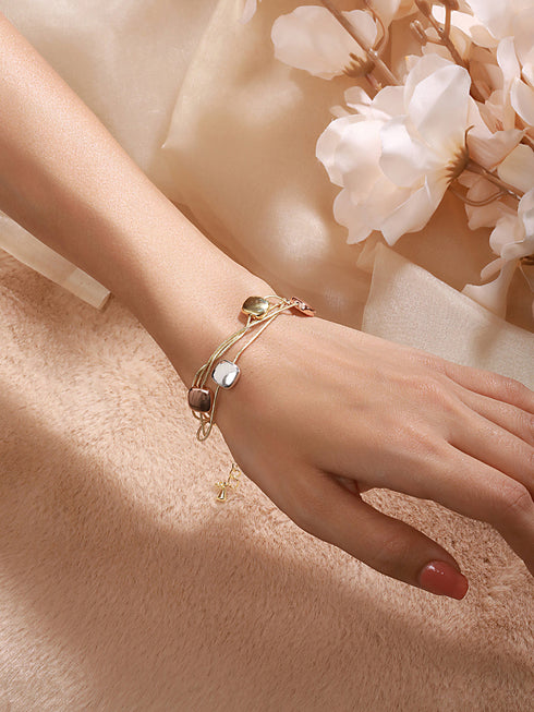 Anti-tarnish 18k Gold Plated Chunky Charm Stack Link Chain Bracelet
