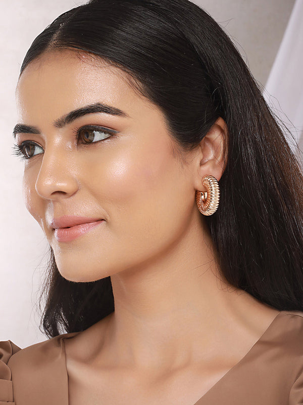 Anti-Tarnish Gold Plated Twister C Hoop Earrings