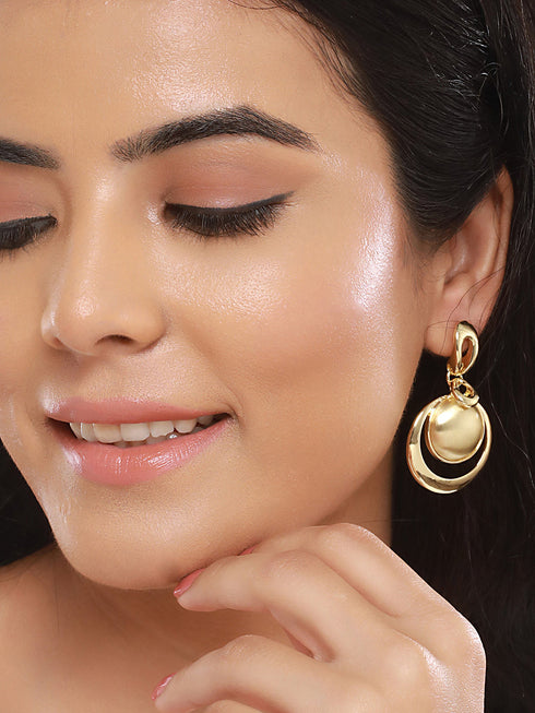 Anti-Tarnish Gold Plated Concentric balls Minimal Drop earrings