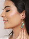 Anti-Tarnish Gold Plated Blue Enamelled Floral Statement Luxe Drop Earrings