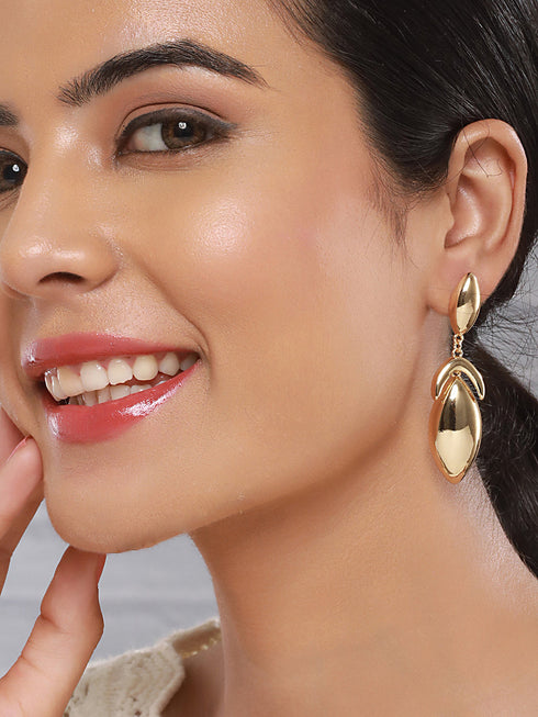 Anti-Tarnish Gold Plated Elliptical Drop Earrings