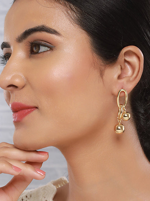 Anti-Tarnish 18k Gold Plated Dangling Orb Earrings
