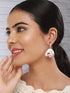 Anti-Tarnish 18k Gold Plated Off White Enamelled Floral Statement Dangler Earrings