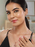 Rose Gold Plated AD Studded Minimal Leafy Locket Jewellery Set