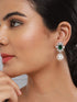 Silver Plated Emerald Green AD Studded Pearl Beaded Luxe Studds Earring