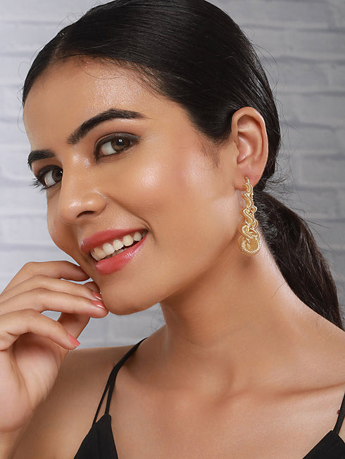 Anti-Tarnish Gold Plated Spiral Twisted Statement Hoops Earrings