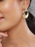 Anti-Tarnish Gold Toned Bold Statement Elliptical Earrings