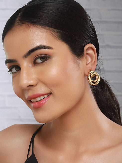 Anti-Tarnish 18k Gold Plated Concentric Hoop Earrings