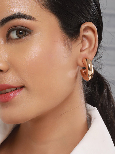 Anti-Tarnish 18 k Gold Plated Bold Statement C Half Hoop earrings