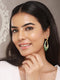 Anti-Tarnish 18k Gold Plated & Emarald Enamelled Hollow Drop Contemporary Earrings
