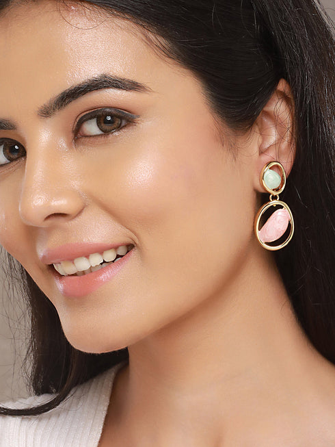Anti-Tarnish Gold Plated Turquoise Enamelled Quirky Drop Earrings