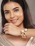 Anti-Tarnish 18k Gold Plated Pearl Studded Cuff Bangle Bracelet