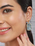 Anti-Tarnish 18k Gold Plated Grey Enamelled Golden Dot Drop Earrings
