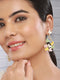 Anti-Tarnish Gold Plated Enamelled Butterfly Statement Luxe Drop Earrings