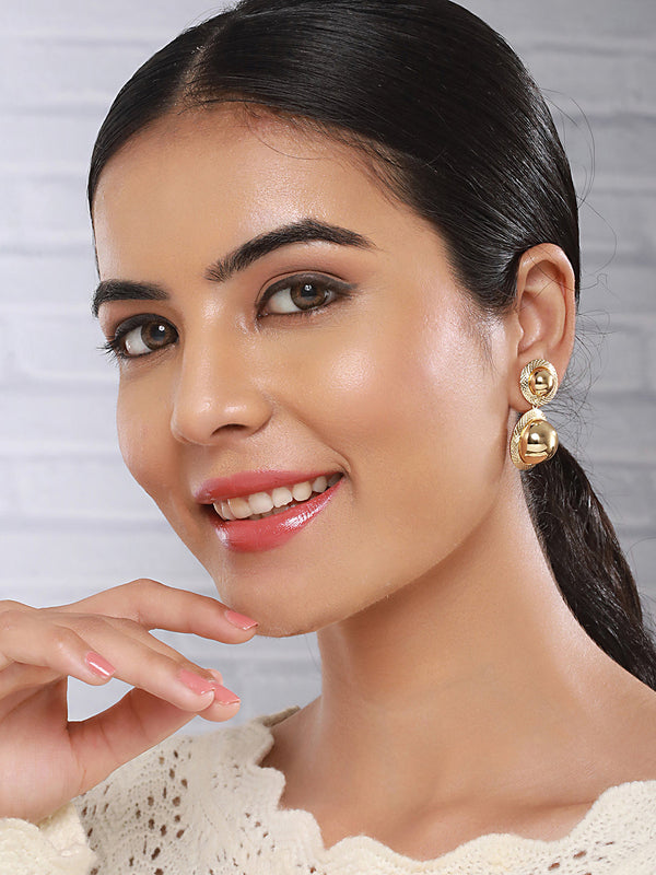 Anti-Tarnish Gold Plated Dual Ball Drop Minimal Drop Earrings