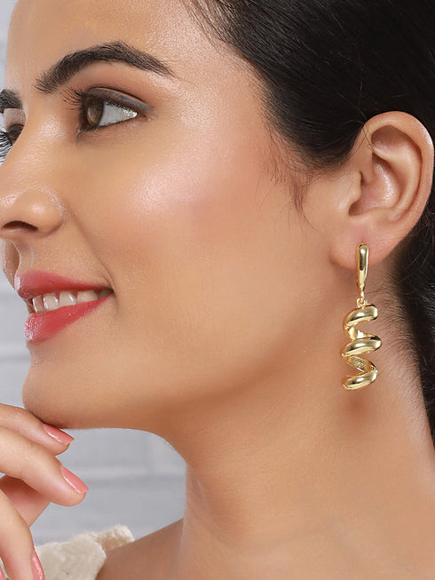 Anti-Tarnish Gold Plated Spiral Twister Hoop Minimalist Earrings
