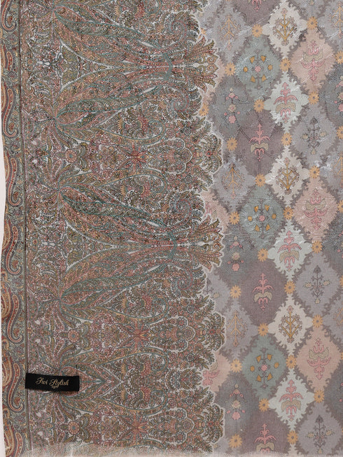 Women's Floral Printed Aari Embroidery Kalamkari Wool Shawl