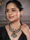 Dual Toned Oxidised Red Stone Studded Brass Handcrafted Deer Motif Intricate Designer Jewellery Set