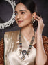 Dual Tone Oxidised Nav Ratan Stone Studded Pearl Beaded Bird Motif Designer