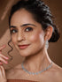 Silver Toned Zircon Studded Leaf Shaped Delicate Designer Necklace jewellerySet