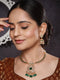 Gold Plated Green Zircon & Pearl Beaded Floral Pipe Pendant Jewellery Set With Jhumka