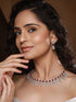 Silver Plated Ruby Red AD Studded Elegant Floral Designer Delicate Choker Jewellery Set