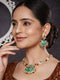 Gold plated Multicoloured Stones Studded Floral Double Layered Necklace Jewellery Set