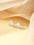 925 Sterling Silver Zircon & Faux Pearl V - Shaped Minimal Studds Earrings