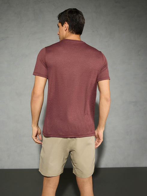 Men Solid Slim Fit Crew Neck T-shirt with DOUBLE COOL