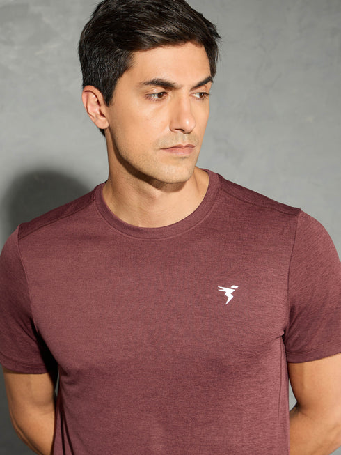Men Solid Slim Fit Crew Neck T-shirt with DOUBLE COOL