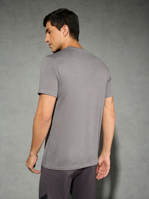 Men Solid Slim Fit Crew Neck T-shirt with DOUBLE COOL