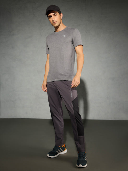 Men Solid Slim Fit Crew Neck T-shirt with DOUBLE COOL