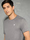 Men Solid Slim Fit Crew Neck T-shirt with DOUBLE COOL