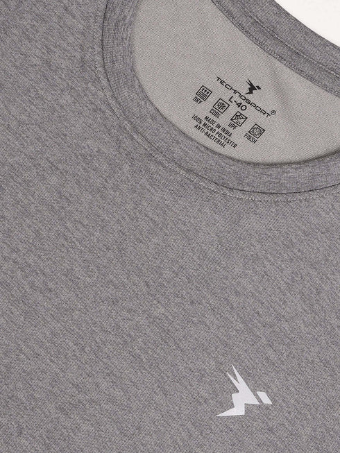 Men Solid Slim Fit Crew Neck T-shirt with DOUBLE COOL