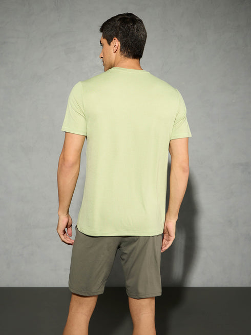 Men Solid Slim Fit Crew Neck T-shirt with DOUBLE COOL