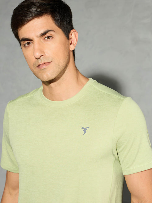 Men Solid Slim Fit Crew Neck T-shirt with DOUBLE COOL