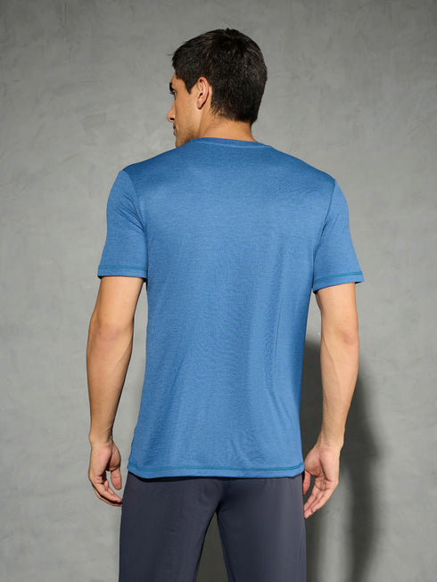 Men Solid Slim Fit Crew Neck T-shirt with DOUBLE COOL