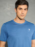 Men Solid Slim Fit Crew Neck T-shirt with DOUBLE COOL
