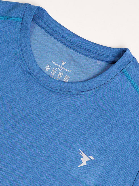 Men Solid Slim Fit Crew Neck T-shirt with DOUBLE COOL