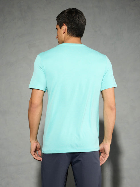 Men Solid Slim Fit Crew Neck T-shirt with DOUBLE COOL
