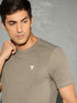 Men Solid Slim Fit Crew Neck T-shirt with DOUBLE COOL