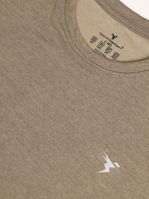 Men Solid Slim Fit Crew Neck T-shirt with DOUBLE COOL