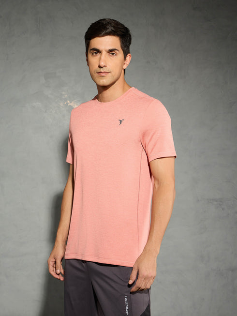 Men Solid Slim Fit Crew Neck T-shirt with DOUBLE COOL
