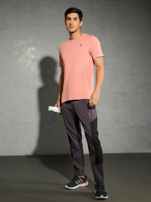 Men Solid Slim Fit Crew Neck T-shirt with DOUBLE COOL