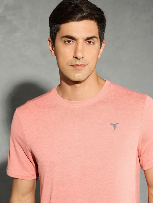 Men Solid Slim Fit Crew Neck T-shirt with DOUBLE COOL