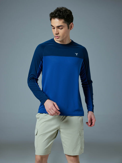Men Colorblock Slim Fit Crew Neck T-shirt with TECHNO COOL+