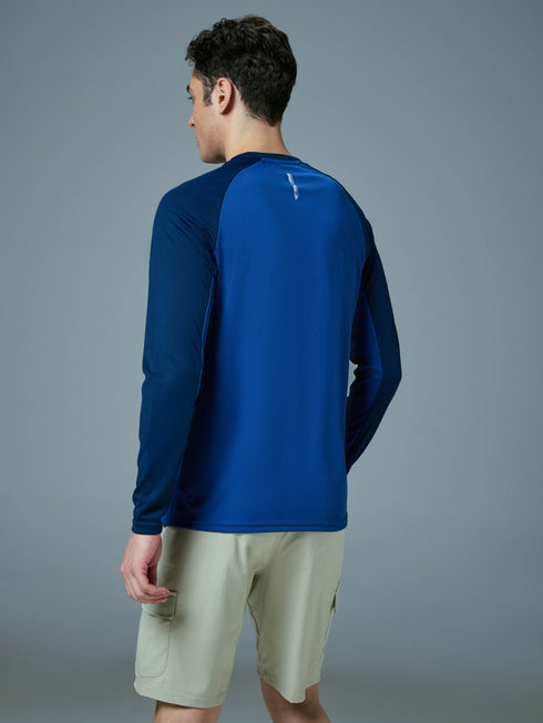 Men Colorblock Slim Fit Crew Neck T-shirt with TECHNO COOL+