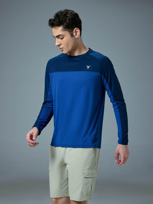Men Colorblock Slim Fit Crew Neck T-shirt with TECHNO COOL+